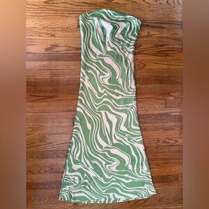 Zebra Stripe Green and Beige Maxi Dress